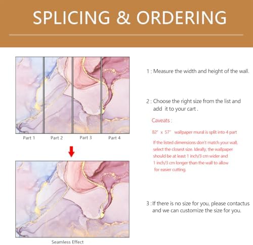 Pink Marble Wallpaper Mural Peel and Stick 82"x57" - Image 5