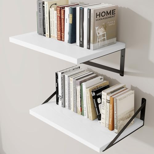 Deep Wall Shelves 16"W x 12"D Engineered Wood Floating Shelves by Venusmiles