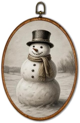 KSDUT Vintage Winter Snowman Oval Wall Art 8.6"x11.4" by KSDUT