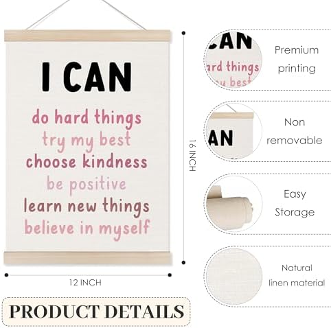 Koesus Inspirational Classroom Pink Rainbow Wall Art Poster Hanger Frame 12x16 - Image 6