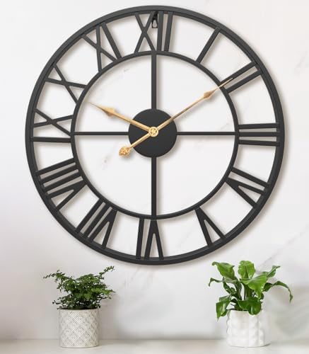 Pytha Sight 18 Inch Black Roman Numerals Large Wall Clocks by Pytha+Sight