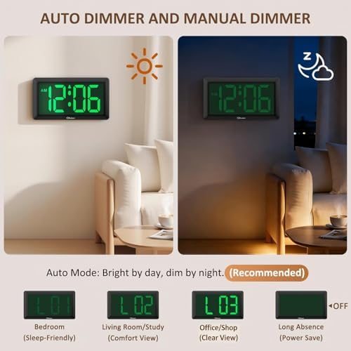 Soobest 9.5 Inch Digital Wall Clock Battery Operated, LED Large Display - Image 5