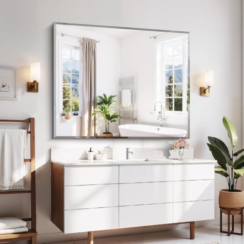 CILIBER Beveled Bathroom Mirror, 40x48 Large Frameless Vanity Mirror - Image 3