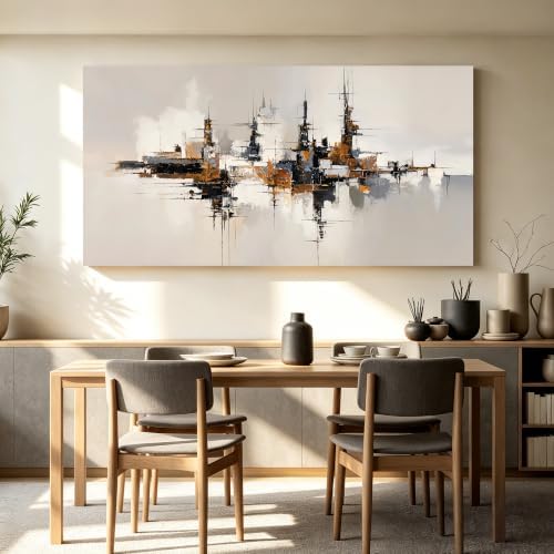 Grey Color Block Abstract Canvas Wall Art - Image 2