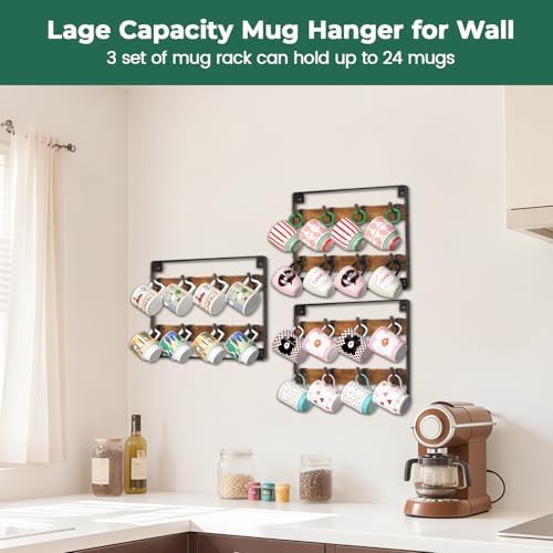 EsLuker.ly Mug Holder Hanger Cup Display Rack Wall Mounted, 3 Pack - Image 5