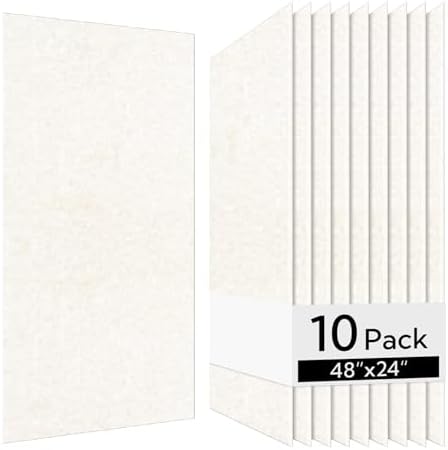 Olanglab Acoustic Wall Panels, 10 Pack, Plain Light Beige by Olanglab