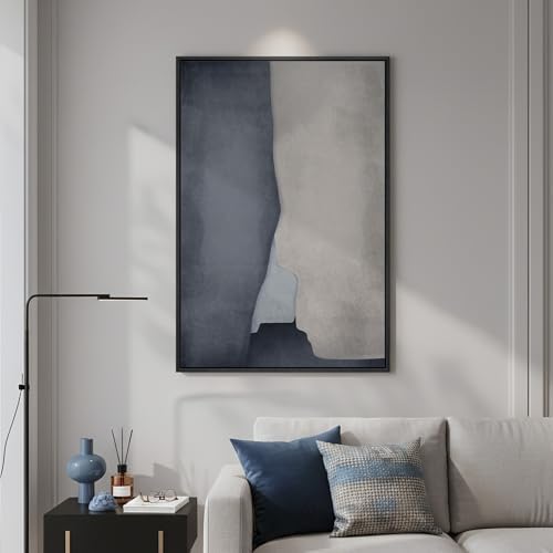 Large Framed Blue Gray Modern Abstract Wall Art, 1 Piece 24x36 In - Image 4