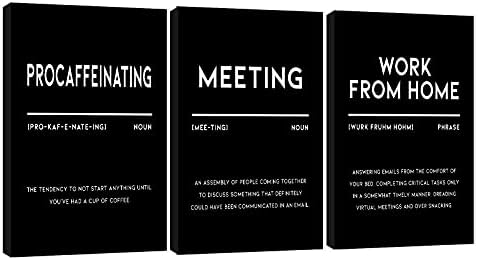 3 Piece Inspirational Canvas Wall Art, Quotes "Procaffeinating by GUTTATYART