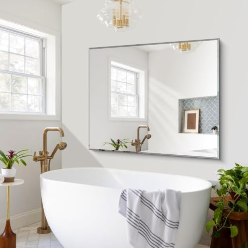 CILIBER Beveled Bathroom Mirror, 40x48 Large Frameless Vanity Mirror - Image 7