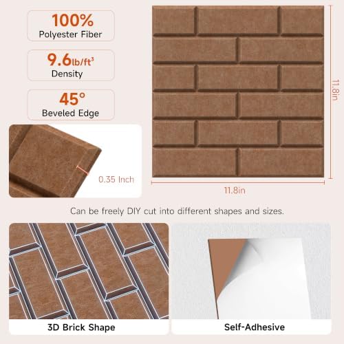 TO-TH 24Pack Acoustic Wall Panels Self Adhesive Soundproof Panel, Dark Brown - Image 2