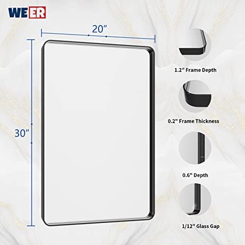 WEER Black Bathroom Vanity Mirror 20X30 Inch - Image 6
