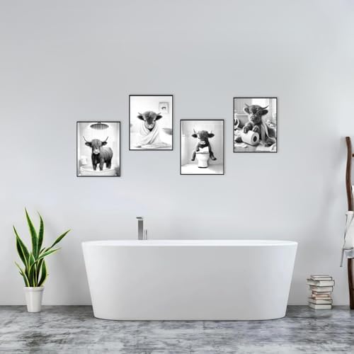 Western Cow Bathroom Decor Wall Art, Funny Highland Cow Wall Art in Restroom - Image 6