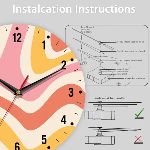 SPUNKER Clock for Bedroom, Colorful Waves Wall Clock Battery Operated 10 Inch - Image 5