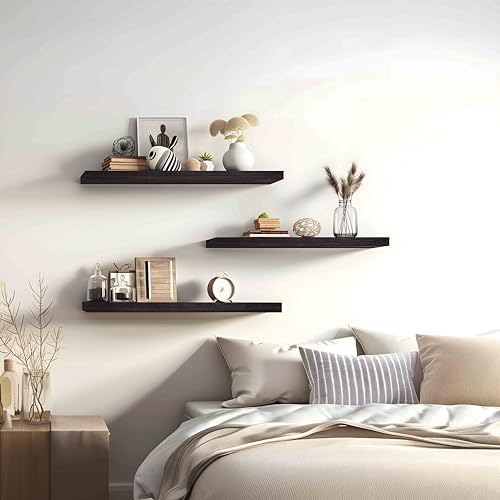 24 Inch Brown Wood Floating Shelves - Image 2
