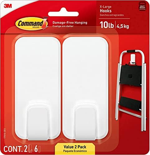 Command X-Large White Hooks, 2 Hooks, 6 Strips by Command