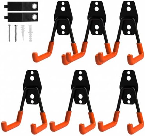 6-Pack Small Square Heavy Duty Garage Hooks, Utility Room Storage by CRXCRC
