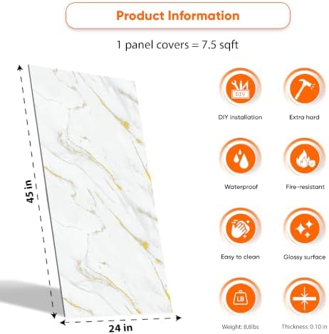 4 Pcs 24"x45" PVC Marble Wall Panels - Image 2