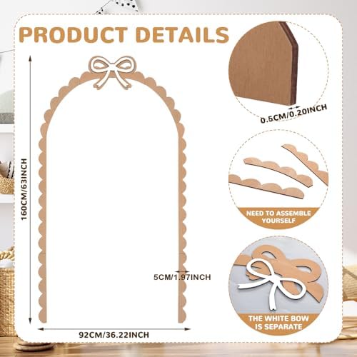 Novabright Unfinished Wood Arch Trim, 63 x 36 Inch, Scalloped - Image 2