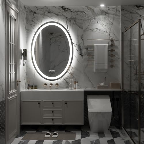 SMIROR 40 x 24 Oval LED Bathroom Mirror, Lighted Vanity Mirror - Image 6