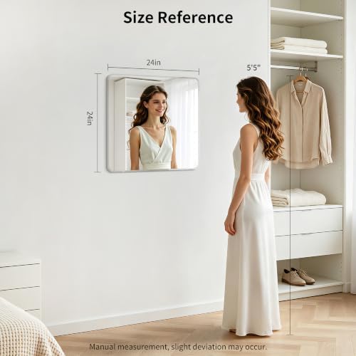 CILIBER Beveled Mirror, 24x24 Square Bathroom Mirror Rounded Corner, 3mm - Image 5