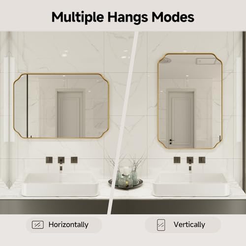 36"x24" Gold Wall Bathroom Mirror, Scalloped Edge Vanity Mirror - Image 5