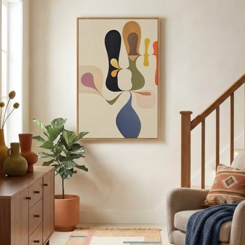 Framed Boho Abstract Mid Century Modern Wall Art - Image 4