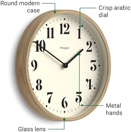 NEWGATE® Number Four Theatre wall Clock | Modern Round Clock | 12" | Faux Wood - Image 5