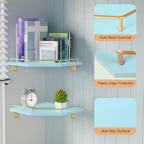 Tirzah Blue Wall Mount Corner Shelf - Image 4