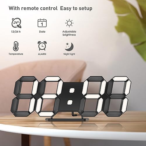 3D LED Desk & Wall Clock with Remote Control, 9.7 Inch - Image 6