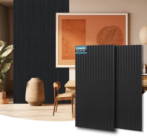 AKUMAX Extra-Thick 0.7" Wood Slat Acoustic Wall Panels, 2 Pack 47.2" x 23.6" by AKUMAXWOODWALLPANELS