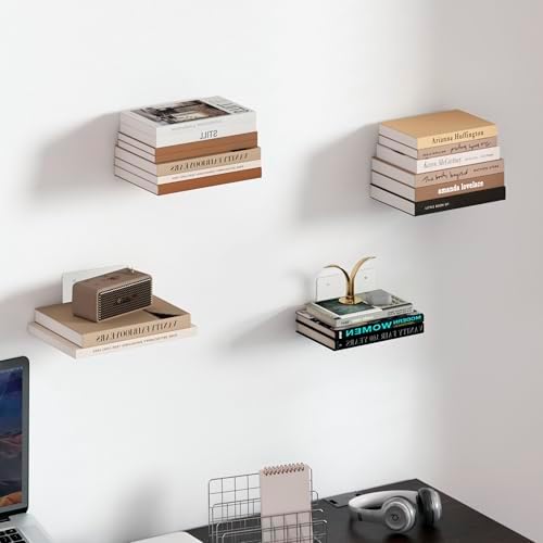 STORAGE MANIAC Invisible Floating Bookshelves Wall Mounted White - Image 2