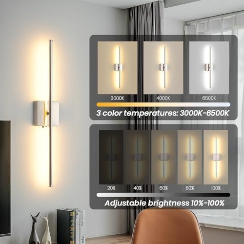 Wireless Battery Operated Wall Sconces, 11000mAh Rechargeable Brushed Nickel - Image 4