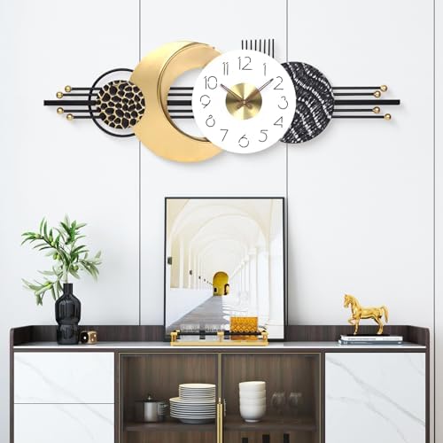 38x14 Inch Modern Silent Wall Clock, Sleek Statement Decor - Image 3