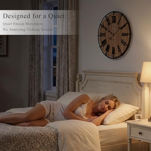 EMAX HOME Inch Modern Farmhouse Wall Clock, Warm Wood-Tone Dial - Image 5