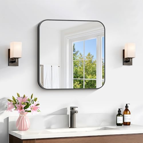 Black Bathroom Mirror, 18 x 18 inch Square Mirrors by WelcometoCIVENO