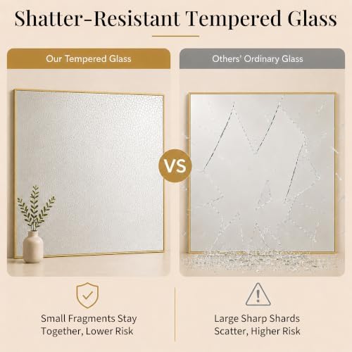 36"x36" Brushed Gold Framed Square Bathroom Vanity Wall Mirror - Image 5