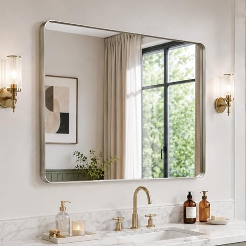 36"x30" Bathroom Vanity Mirror for Wall Aluminum Framed Farmhouse Rectangle by Kosmonia