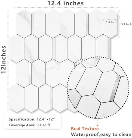 Vamos Tile Long Hexagon Peel and Stick Backsplash Tile - Image 5