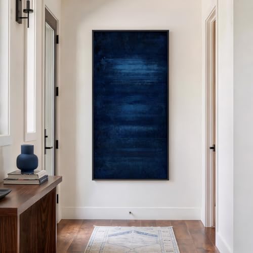 Large Framed Navy Blue Abstract Wall Art, 1 Piece Vertical 30x60 In - Image 2