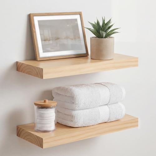 Homeforia 16 Inch Floating Shelves, High-End Solid Pine Wood by Homeforia