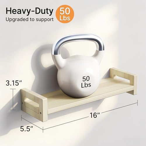 Solid Wood Floating Shelf, Rustic Poplar, 3 Pack - Image 3