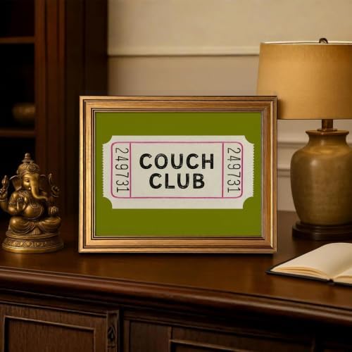 Gold Framed Vintage Ticket Wall Art, Retro Fun Couch Club Artwork - Image 2
