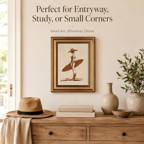 Gold Framed Wall Art, Coastal Cowgirl Surfer Girl Canvas Prints – Vintage - Image 3