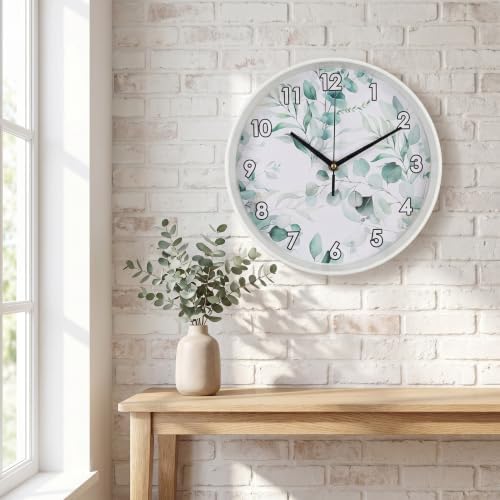 Soft Green Eucalyptus Leaf wall Clock Silent Non Ticking Battery Operated wall - Image 6
