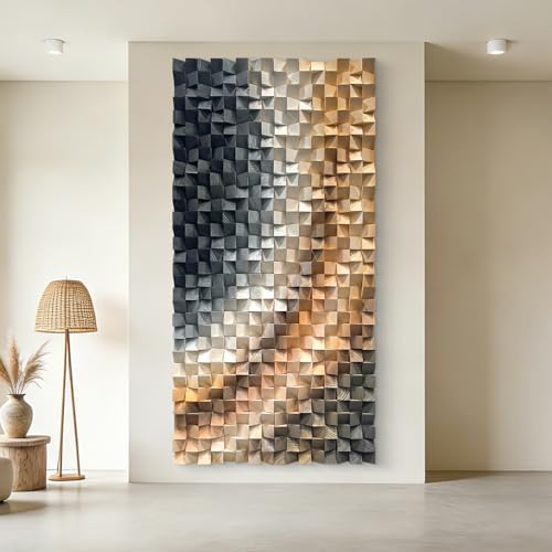 LIUZEYUE Tricolor Pine Block Relief, 3D Wood Wall Art, Abstract Wood Relief by Unknown