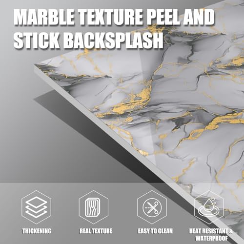 Marble Peel and Stick Backsplash 23.6 x11.8 in - Image 5