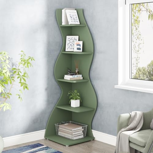 Tribesigns Corner Shelf, Modern 5-Tier Wall Corner Bookshelf, Stylish Corner - Image 2