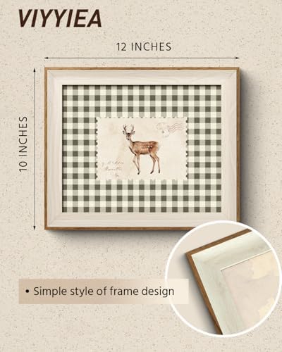 VIYYIEA Framed Warm Sika Deer Stamp Canvas Wall Art - Image 2