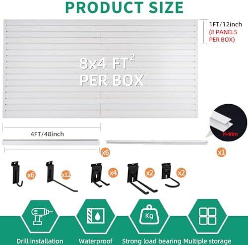 FRAYSCENT Slat Wall Paneling Garage Slat Wall Storage Systems Slatwall Panels - Image 2