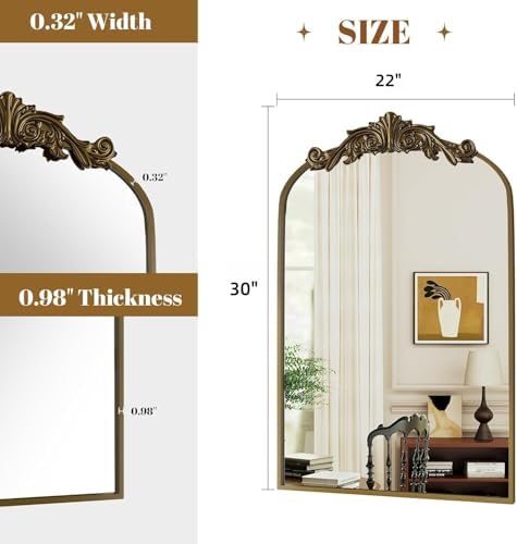 Dewfig Vintage Arched Wall Mirror - Image 2